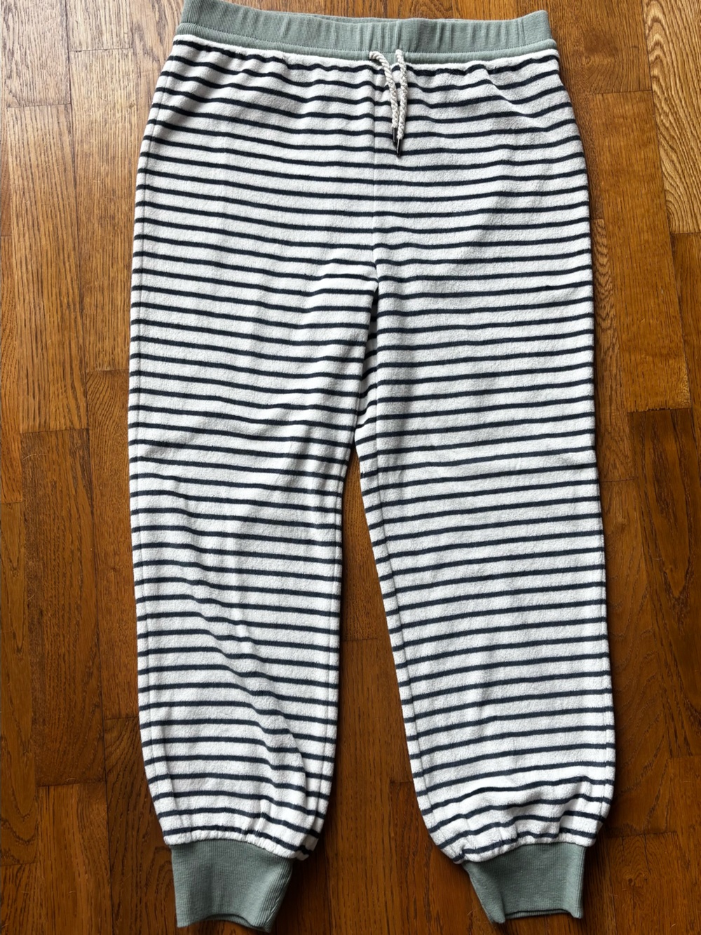 Madewell Women's Terry Striped Sweatpants Black, White, & Sage